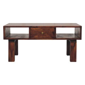 Solid Sheesham Wood Chestnut Finished 2 Drawer Tula Coffee Table