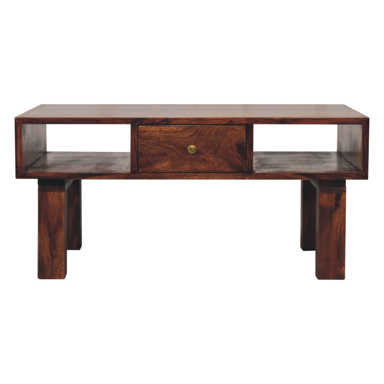 Solid Sheesham Wood Chestnut Finished 2 Drawer Tula Coffee Table