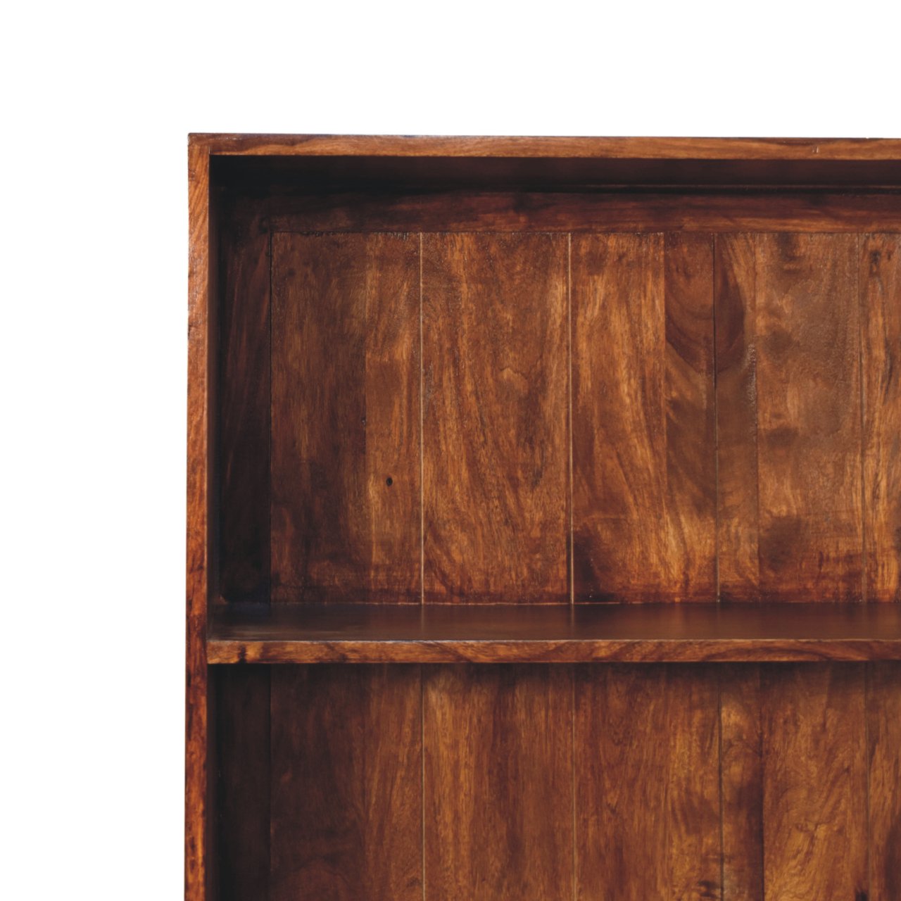 Solid Sheesham Wood Chestnut Finished 3 Shelves 2 Drawers Tula Bookcase - Image 4