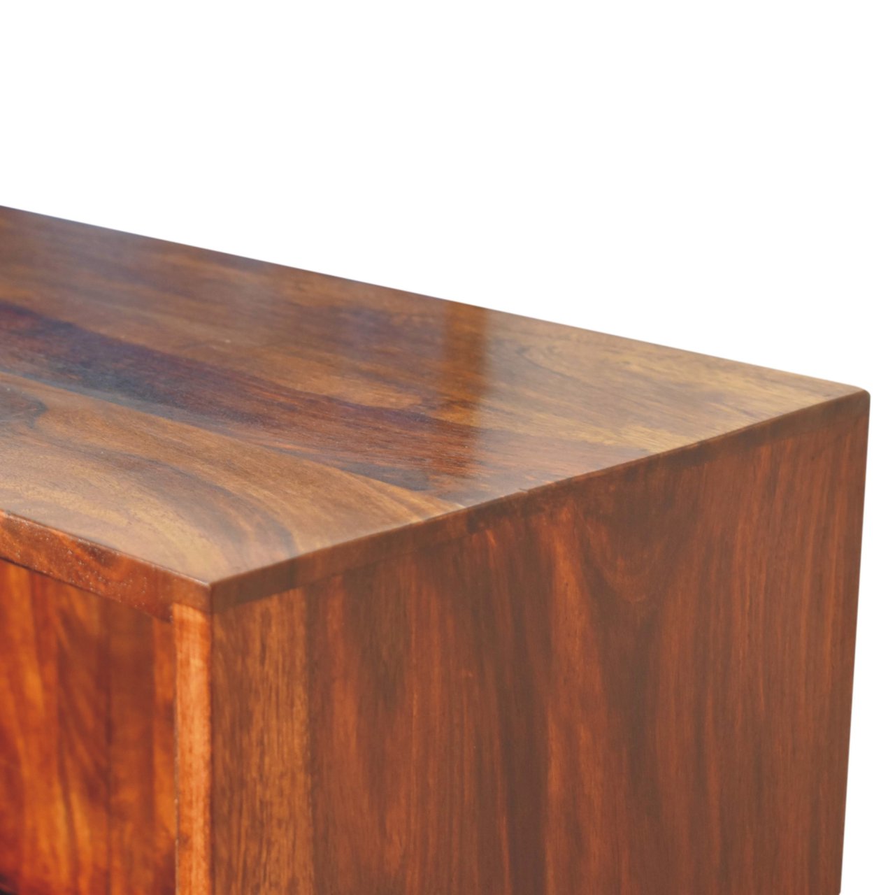 Solid Sheesham Wood Chestnut Finished 3 Shelves 2 Drawers Tula Bookcase - Image 5