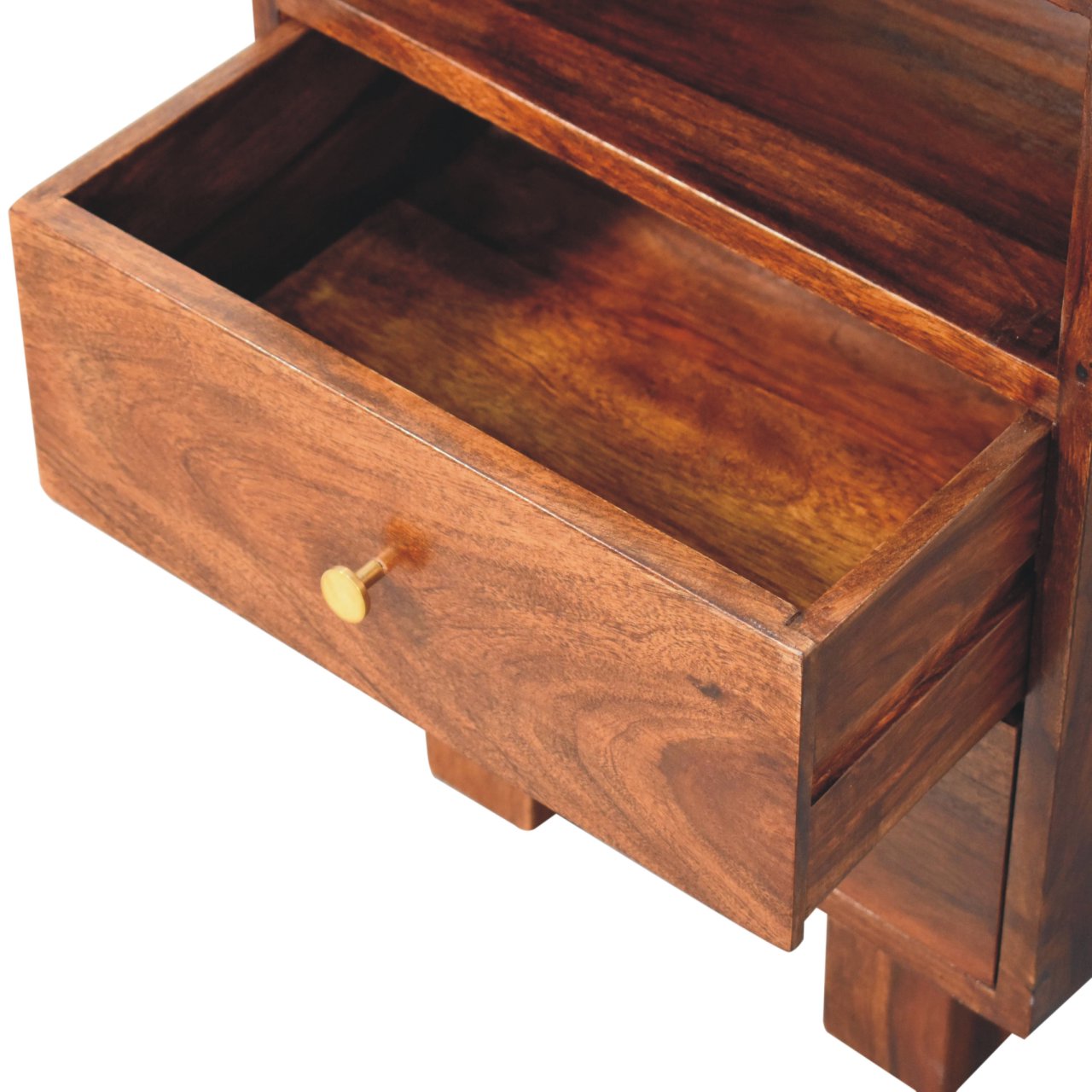 Solid Sheesham Wood Chestnut Finished 2 Drawer Tula Bedside - Image 6