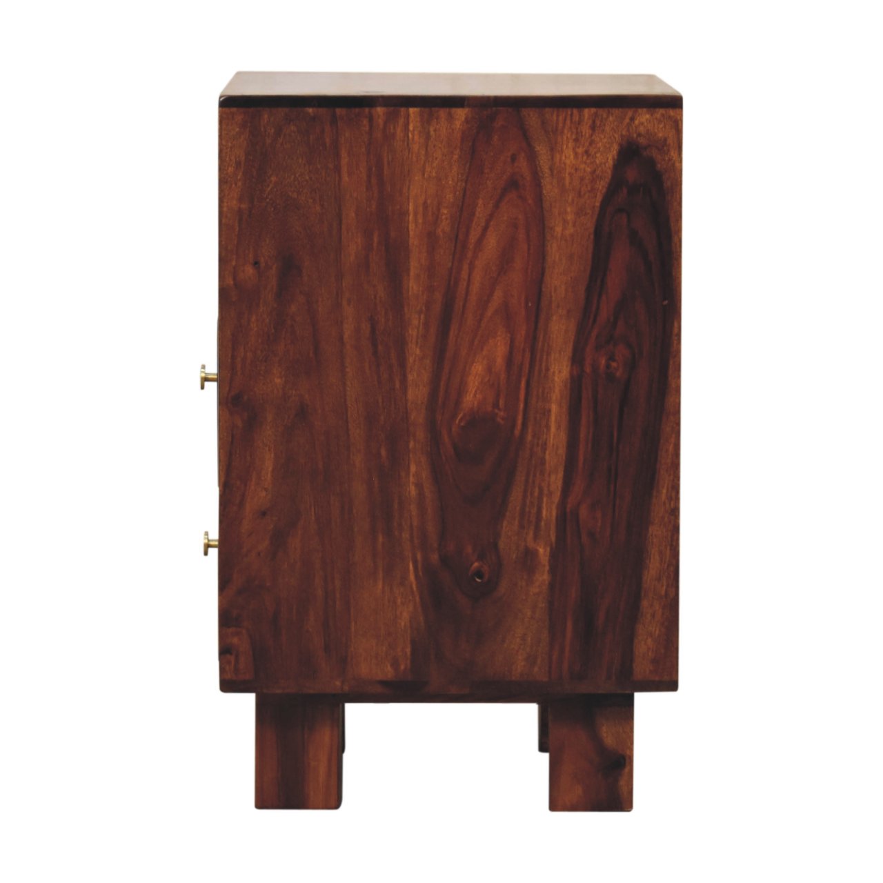 Solid Sheesham Wood Chestnut Finished 2 Drawer Tula Bedside - Image 8