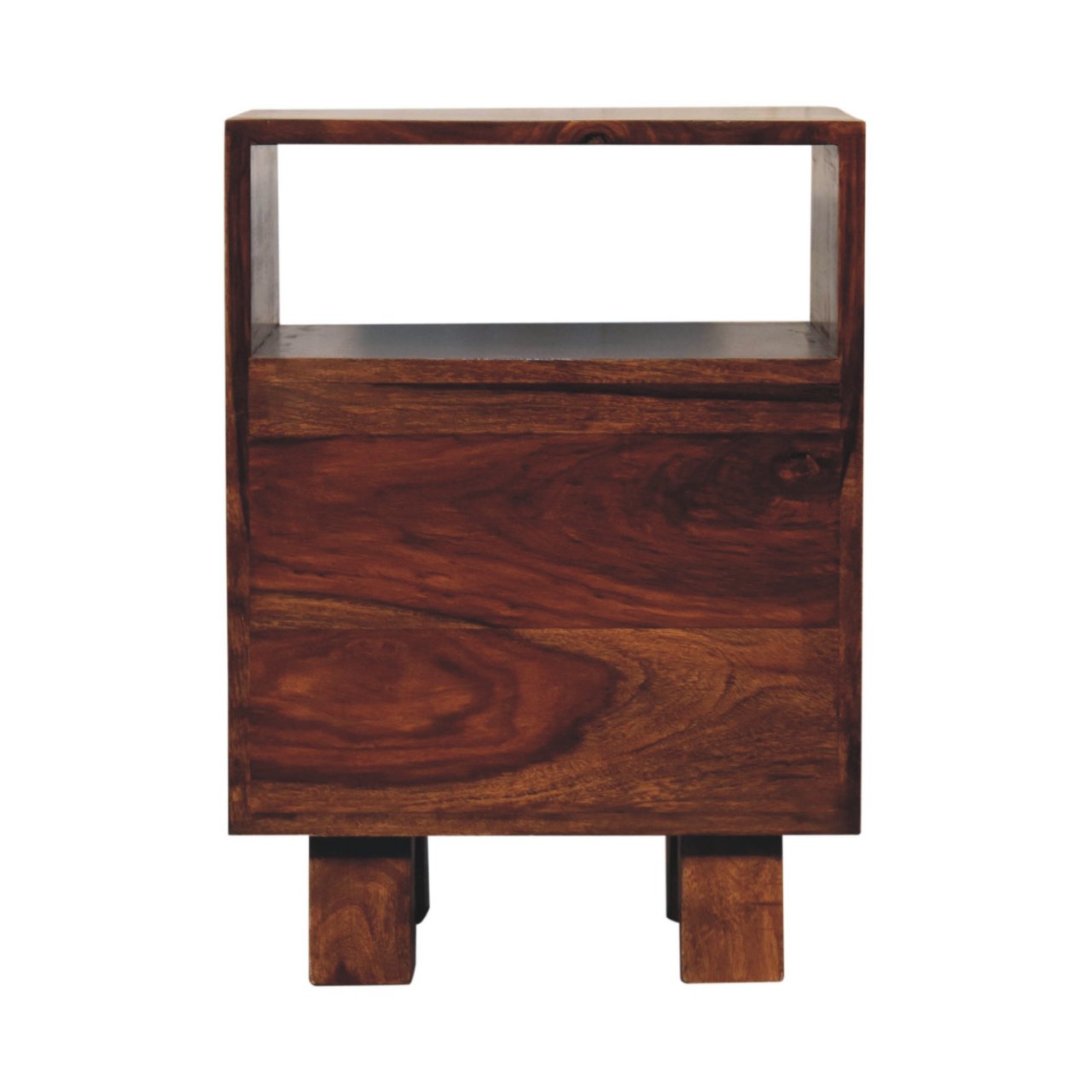 Solid Sheesham Wood Chestnut Finished 2 Drawer Tula Bedside - Image 9