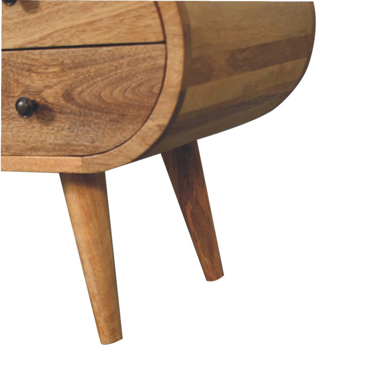 Solid Mango Wood Oak Finished 4 Drawer 2 Slots Rounded Corners Media Unit - Image 7