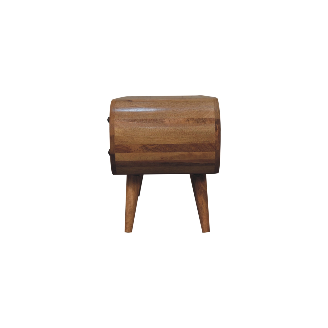 Solid Mango Wood Oak Finished 4 Drawer 2 Slots Rounded Corners Media Unit - Image 8