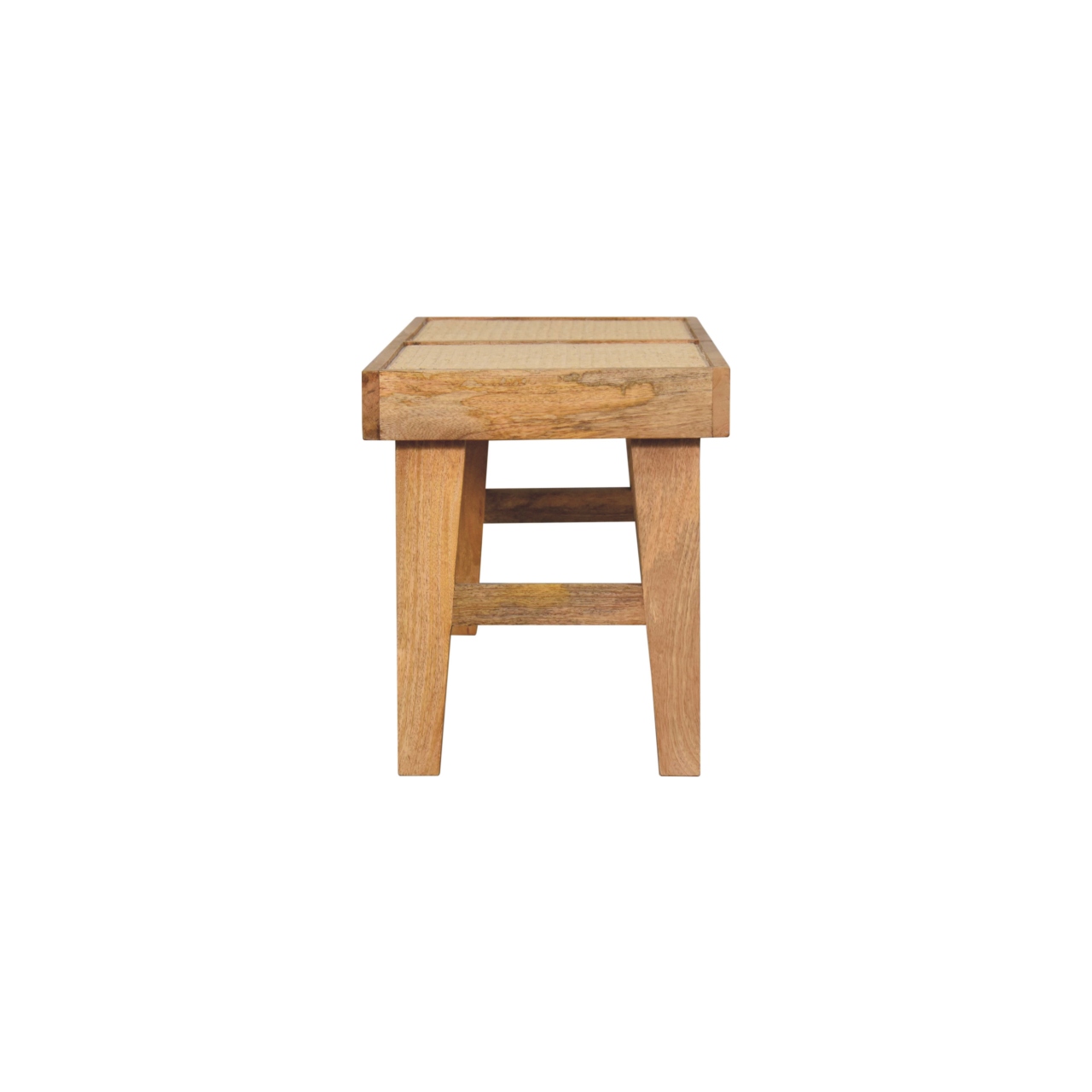 Solid Mango Wood Oak Finished with Rattan Open Bench - Image 8