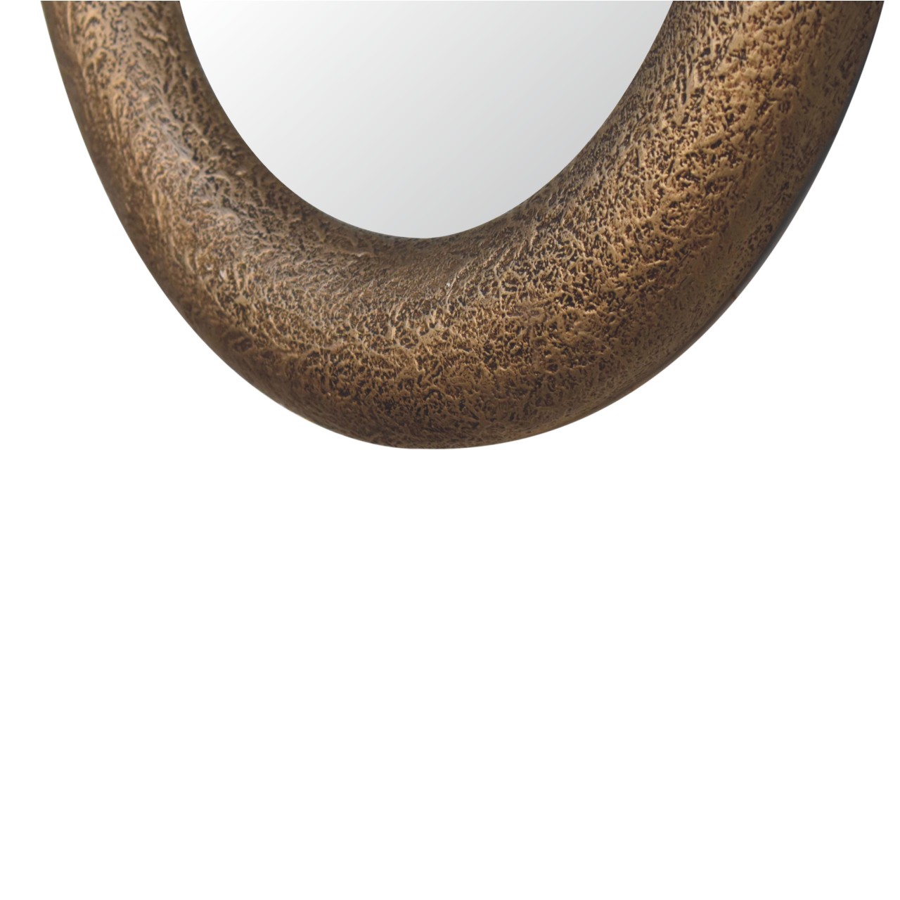 Solid Mango Wood Natural Finished Round Metallic Hammered Mirror - Image 7