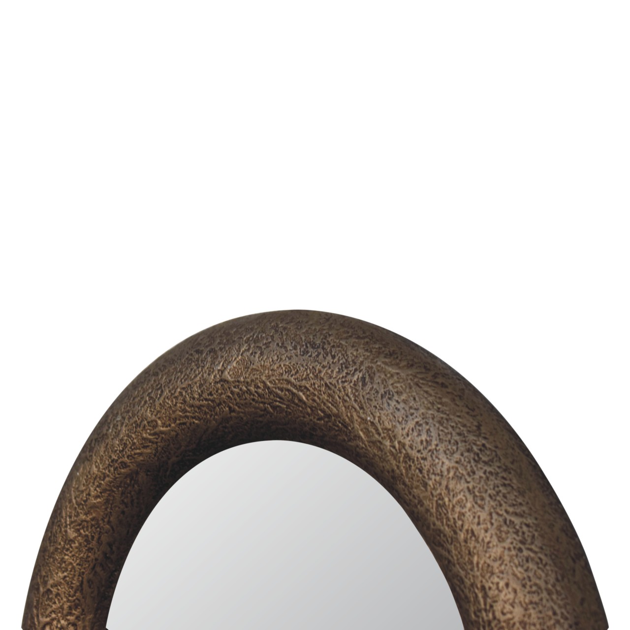 Solid Mango Wood Natural Finished Round Metallic Hammered Mirror - Image 4