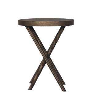 Solid Mango Wood Metallic Rope Finish Side Table