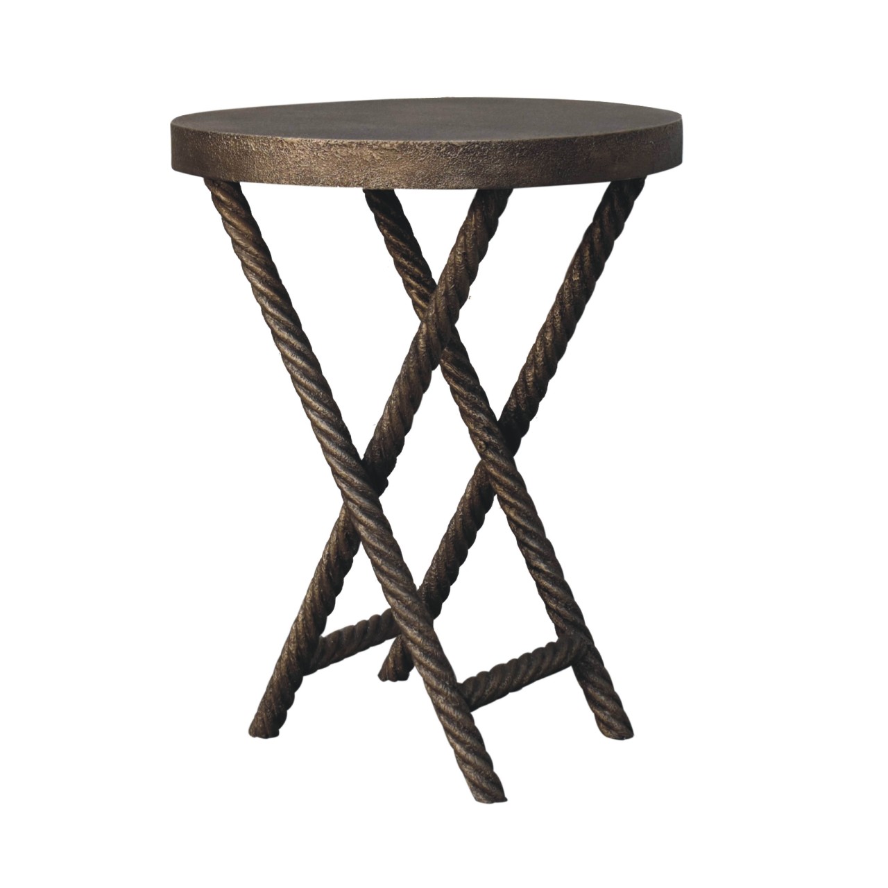 Solid Mango Wood Metallic Rope Finish Side Table - Image 2
