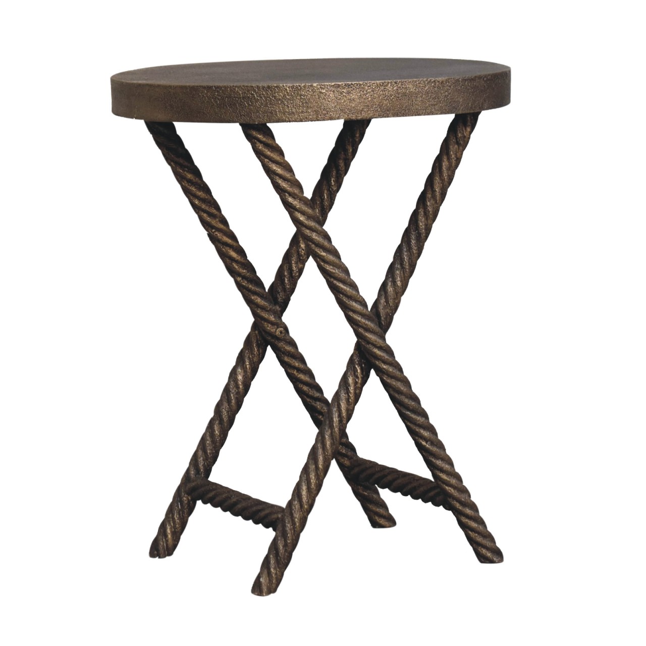 Solid Mango Wood Metallic Rope Finish Side Table - Image 3