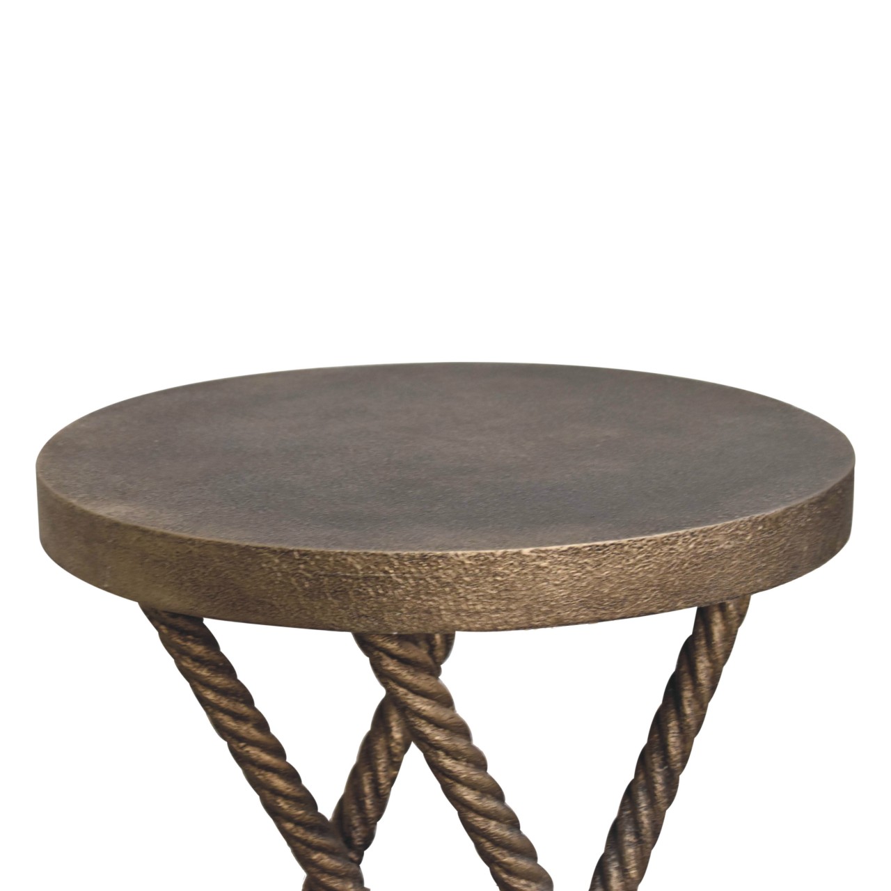 Solid Mango Wood Metallic Rope Finish Side Table - Image 5