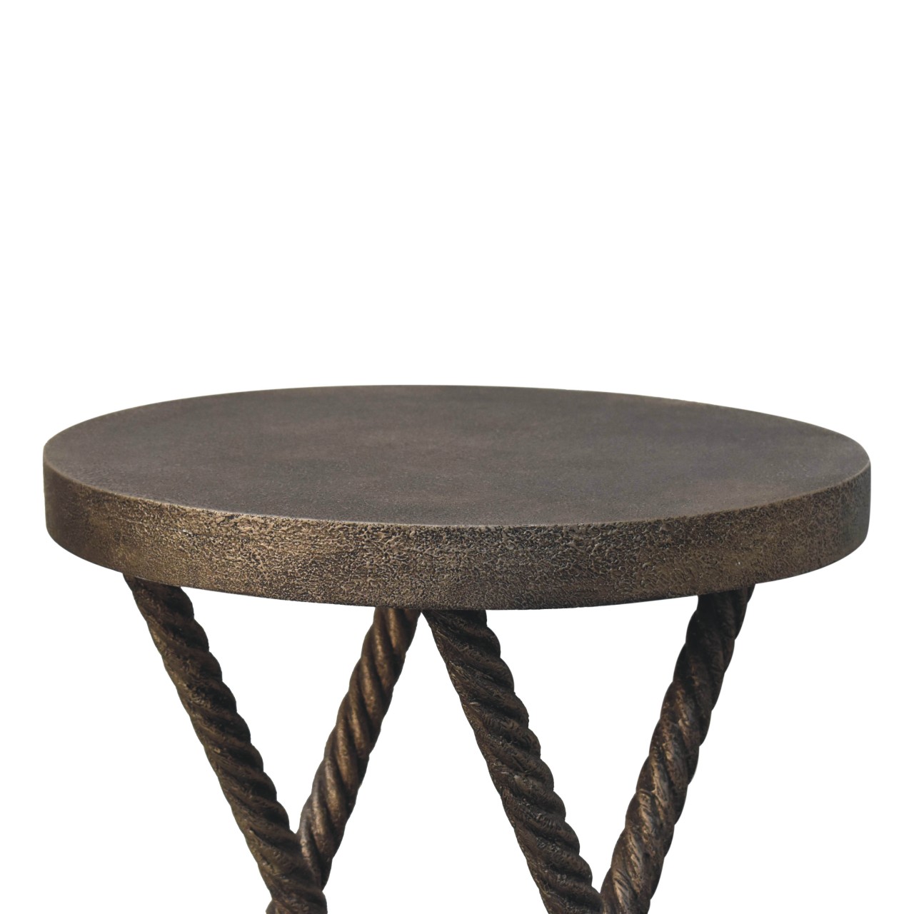 Solid Mango Wood Metallic Rope Finish Side Table - Image 6