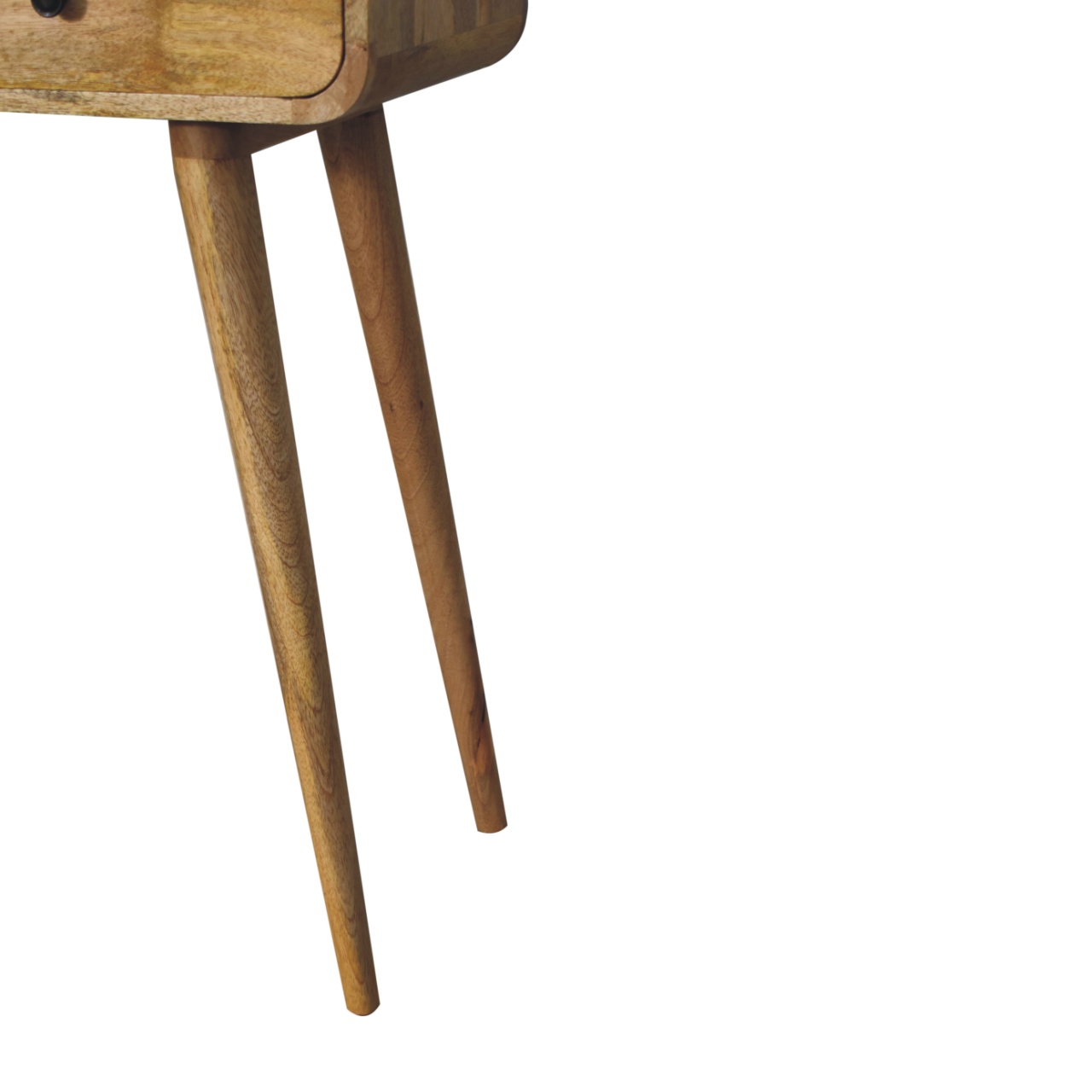 Solid Mango Wood Oak Finish 2 Drawer Curved Hallway Table - Image 7