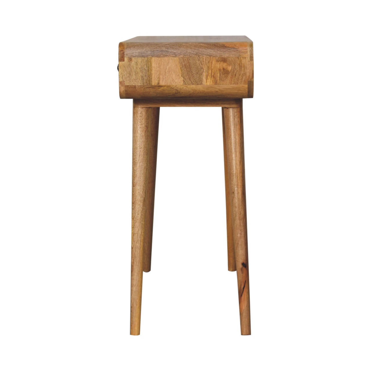 Solid Mango Wood Oak Finish 2 Drawer Curved Hallway Table - Image 8