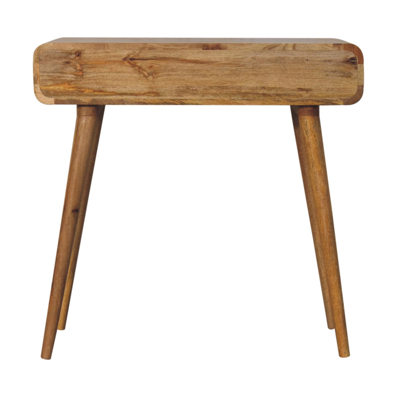 Solid Mango Wood Oak Finish 2 Drawer Curved Hallway Table - Image 9