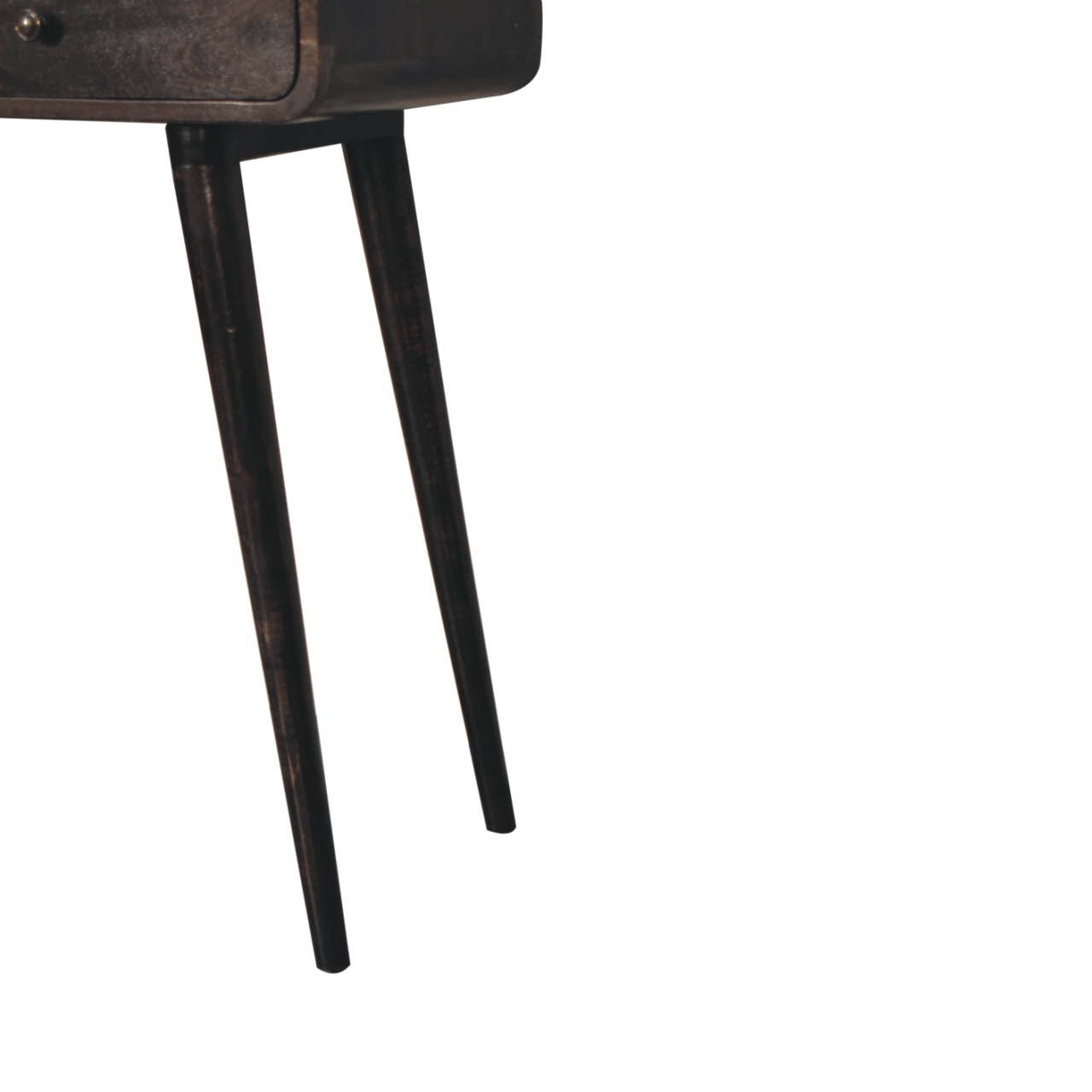 Solid Mango Wood Ash Black 2 Drawer Curved Console Table - Image 7
