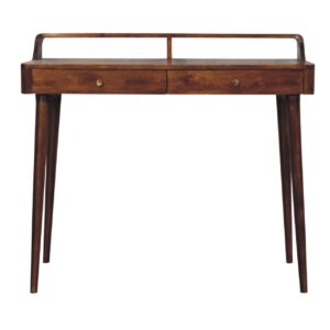 Solid Mango Wood Chestnut Finished 2 Drawer Gallery Back Console Table