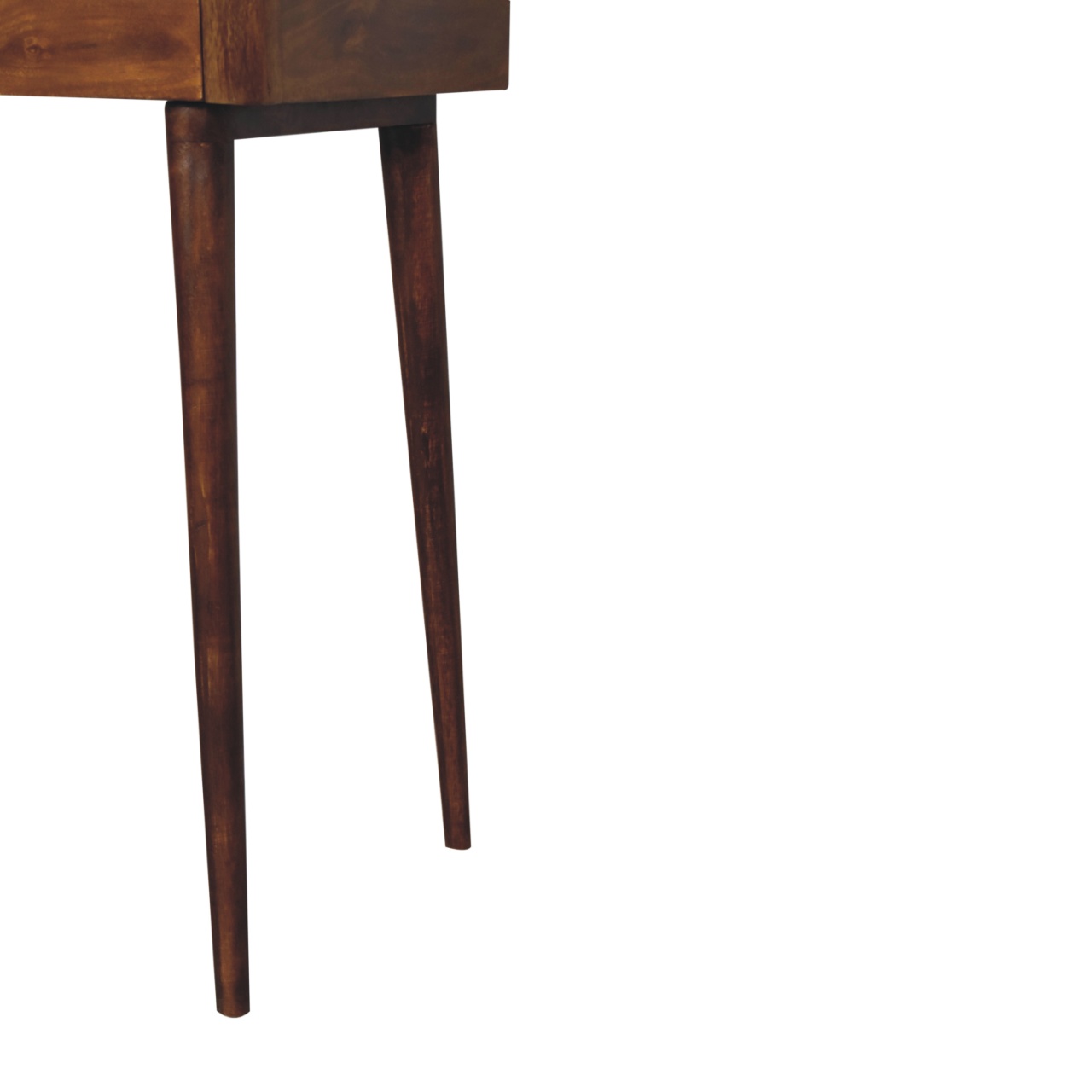 Solid Mango Wood Chestnut Finished 2 Drawer Gallery Back Console Table - Image 7