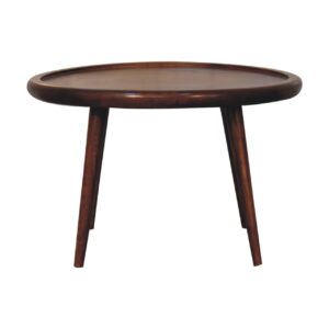 Solid Mango Wood Chestnut Finished Plate with Rim Coffee Table