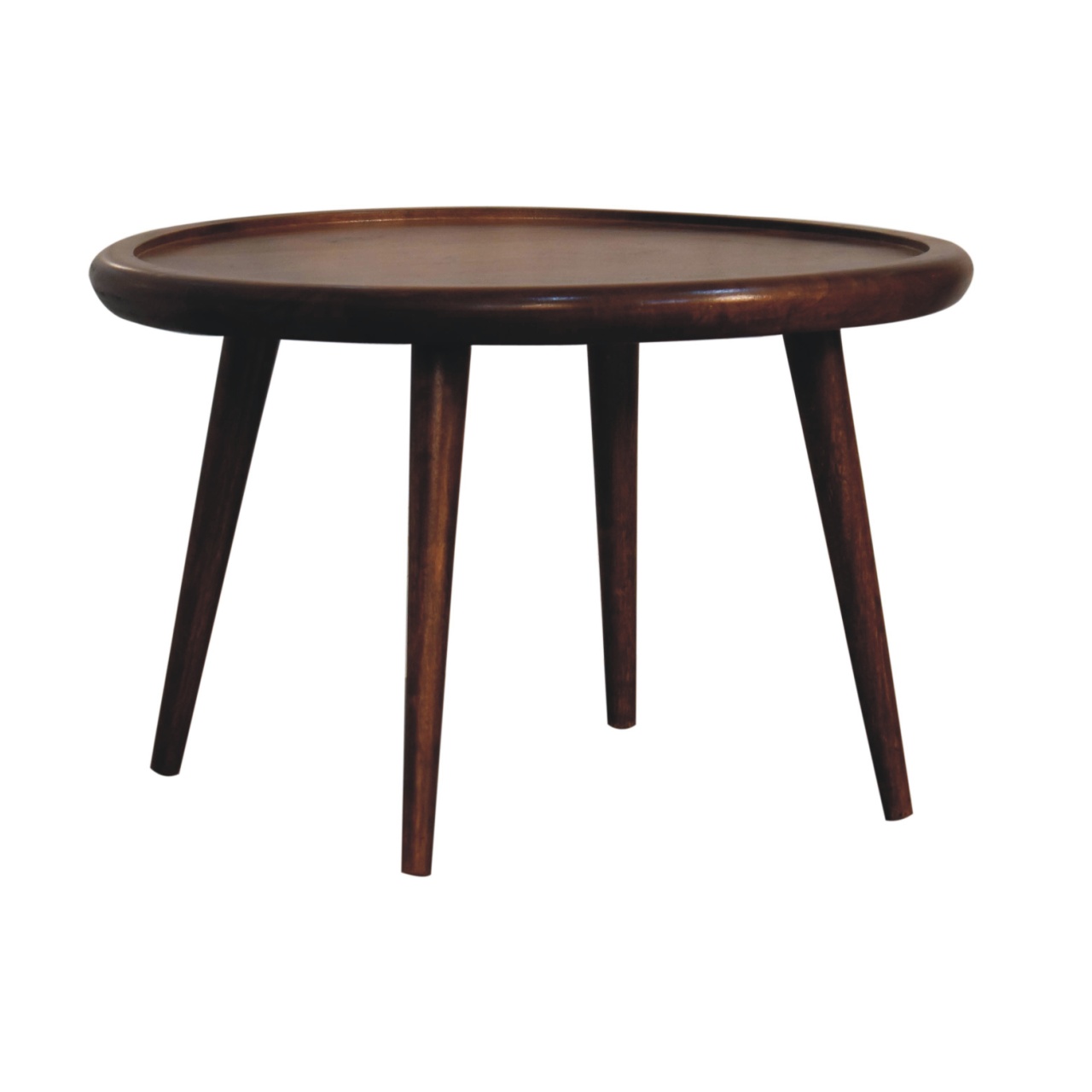 Solid Mango Wood Chestnut Finished Plate with Rim Coffee Table - Image 3