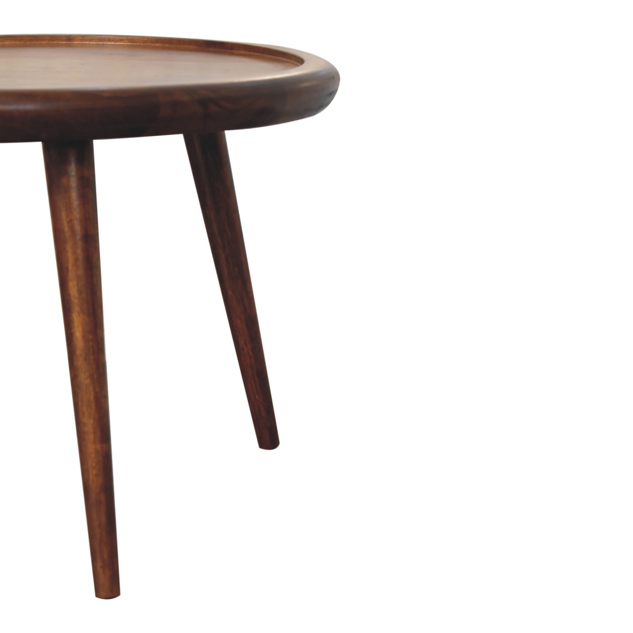 Solid Mango Wood Chestnut Finished Plate with Rim Coffee Table - Image 6