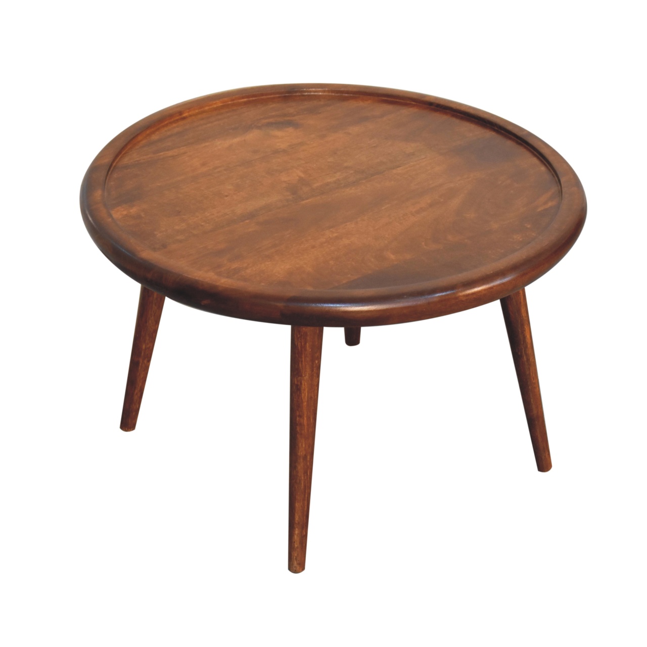 Solid Mango Wood Chestnut Finished Plate with Rim Coffee Table - Image 7