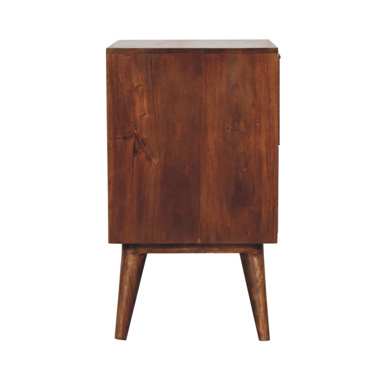 Solid Mango Wood Chestnut Finished 2 Drawer Quad Pattern Bedside - Image 8