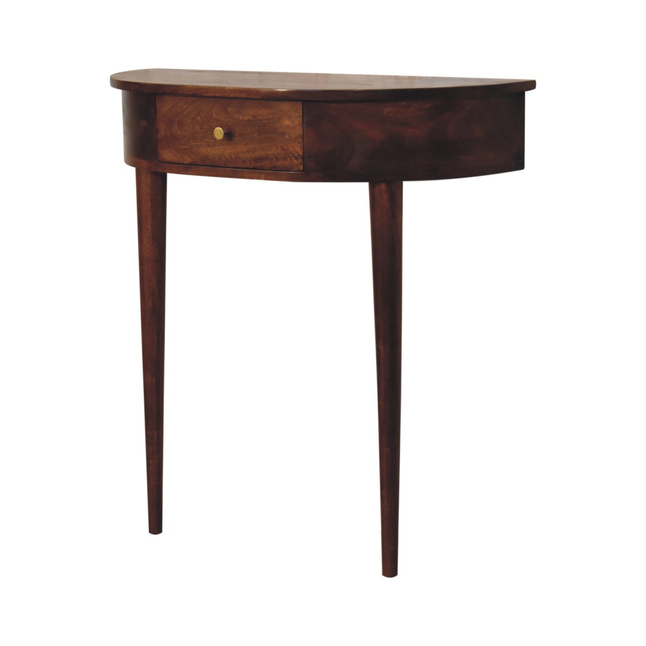 Solid Mango Wood Chestnut Finished 1 Drawer Backless Mounted Console - Image 2