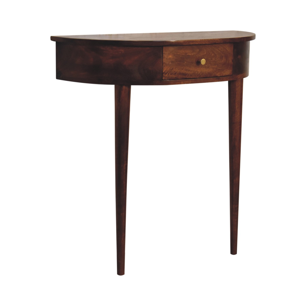 Solid Mango Wood Chestnut Finished 1 Drawer Backless Mounted Console - Image 3