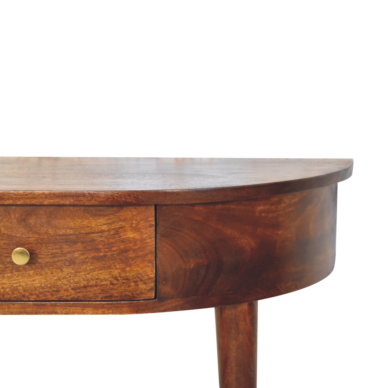 Solid Mango Wood Chestnut Finished 1 Drawer Backless Mounted Console - Image 4