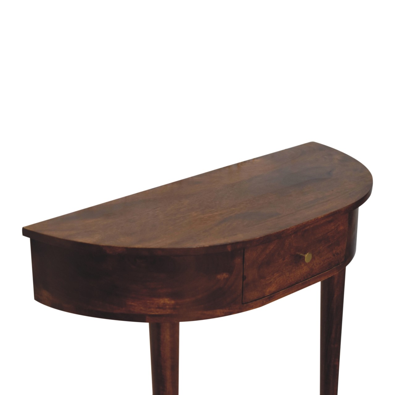 Solid Mango Wood Chestnut Finished 1 Drawer Backless Mounted Console - Image 5