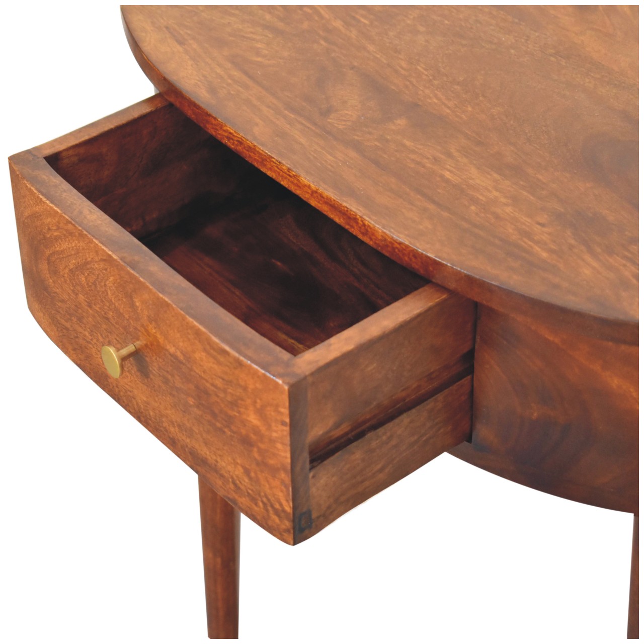Solid Mango Wood Chestnut Finished 1 Drawer Backless Mounted Console - Image 6