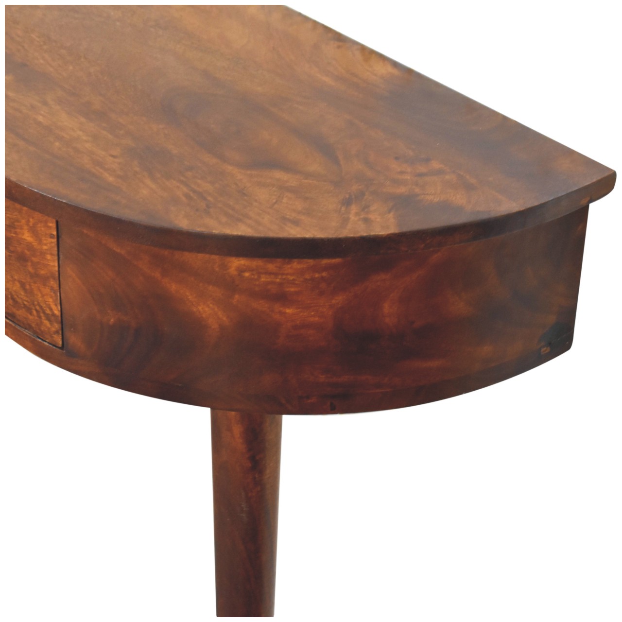 Solid Mango Wood Chestnut Finished 1 Drawer Backless Mounted Console - Image 7