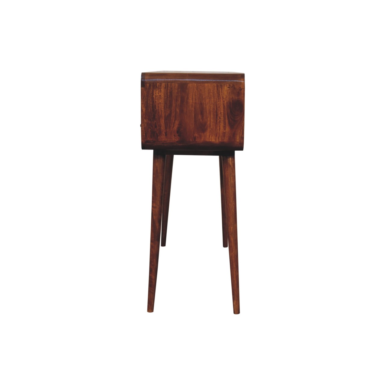 Solid Mango Wood Chestnut Finished 3 Drawer Curved Console Table - Image 8