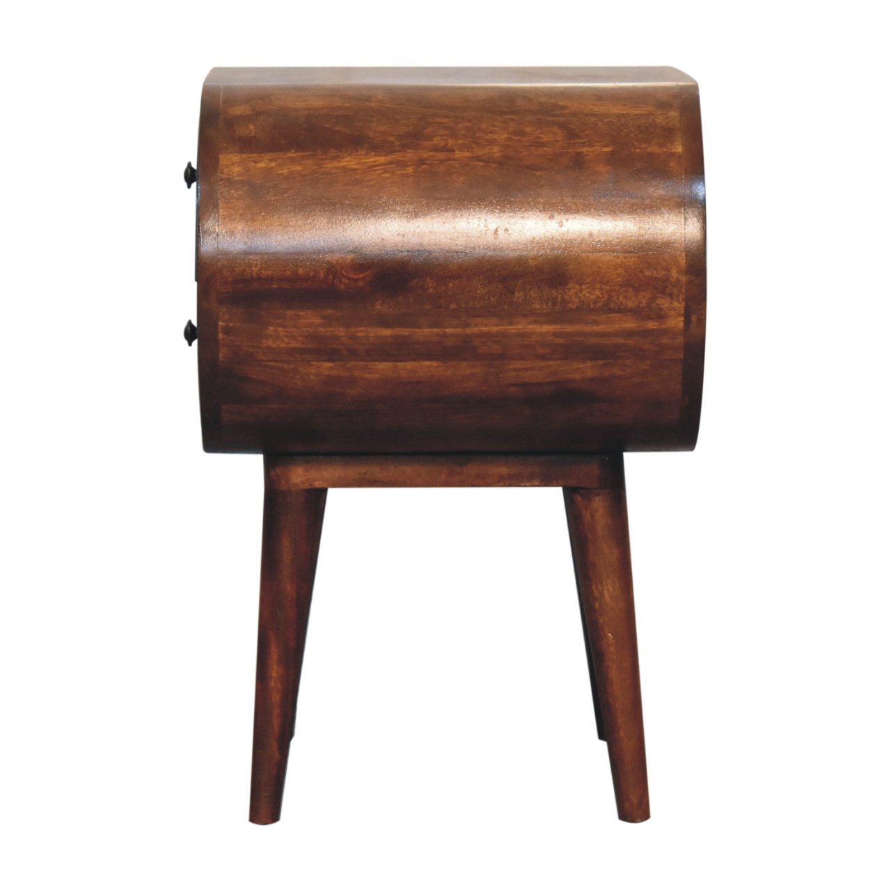 Solid Mango Wood Chestnut Finished 2 Drawer Large Rounded Bedside - Image 9