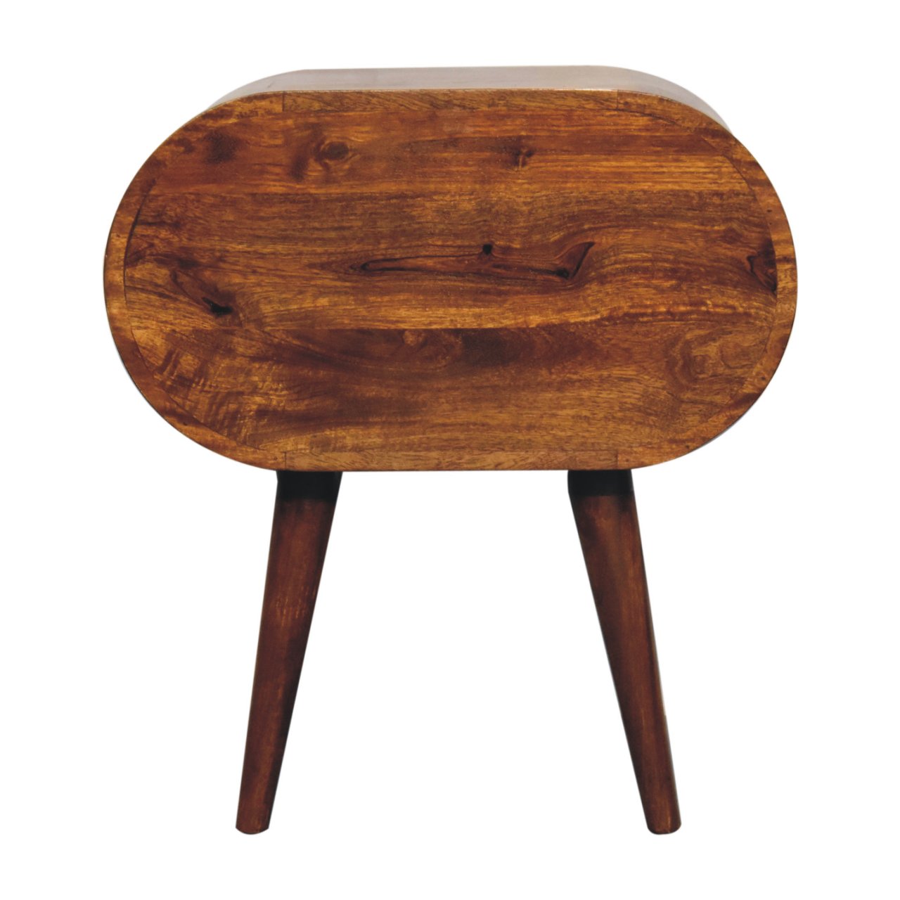 Solid Mango Wood Chestnut Finished 2 Drawer Large Rounded Bedside