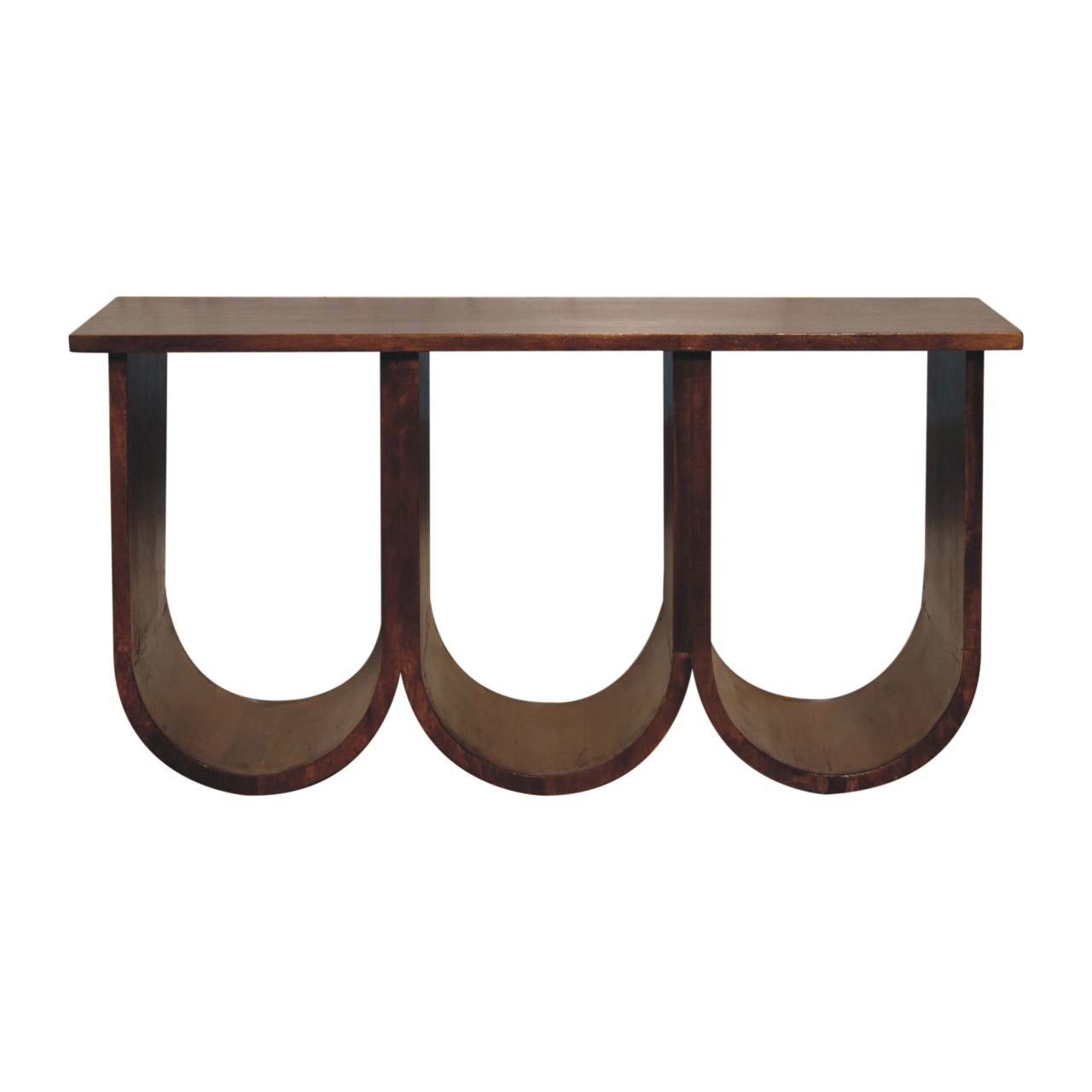Solid Mango Wood Chestnut Finished Mango Wood Open Triple Coffee Table