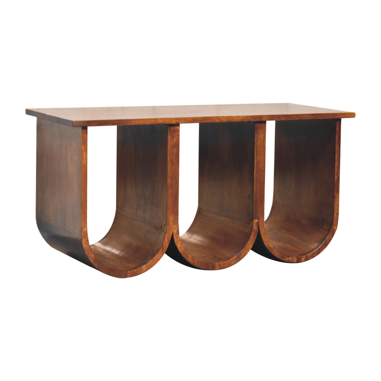 Solid Mango Wood Chestnut Finished Mango Wood Open Triple Coffee Table - Image 2