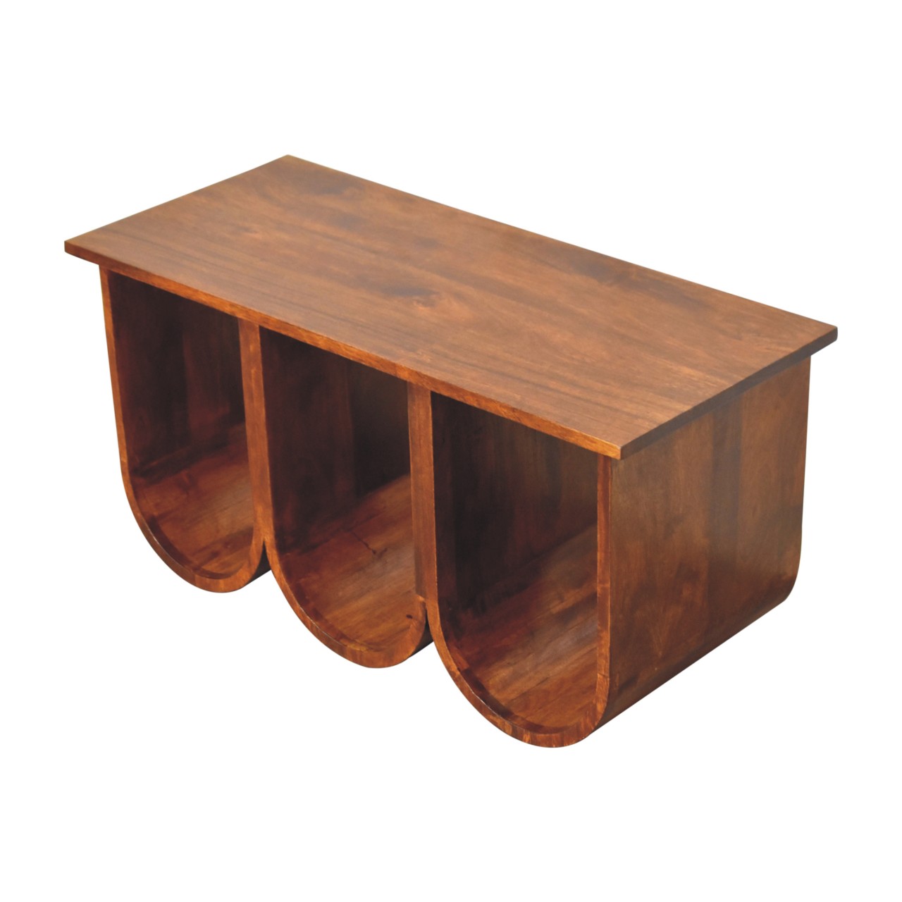 Solid Mango Wood Chestnut Finished Mango Wood Open Triple Coffee Table - Image 5