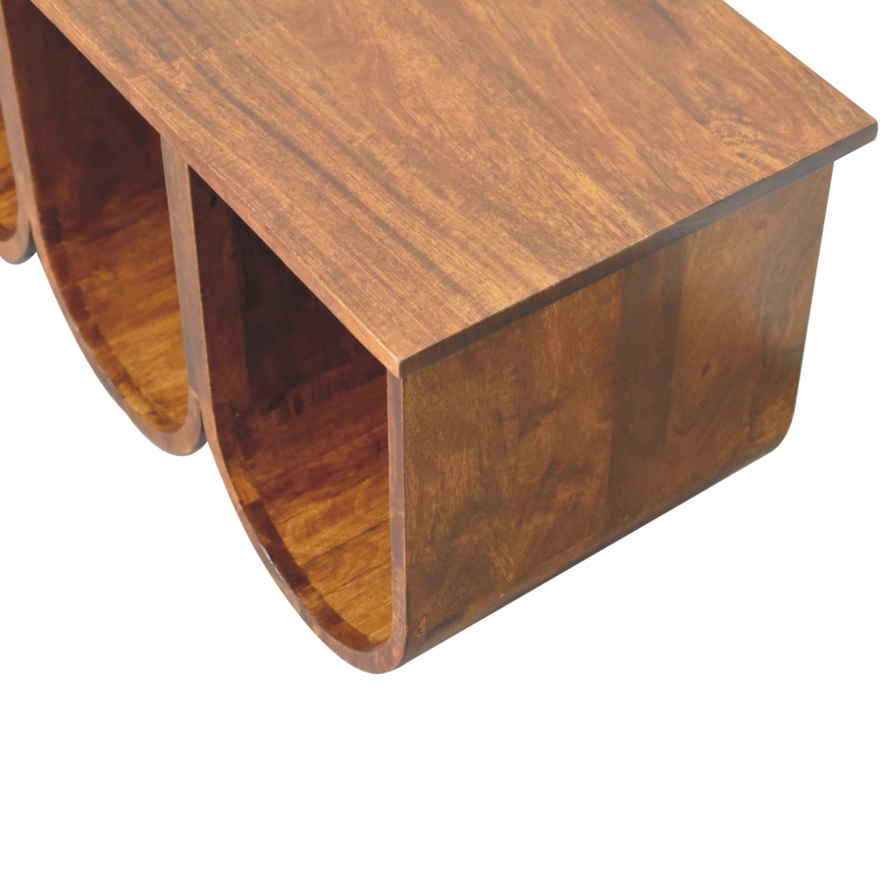 Solid Mango Wood Chestnut Finished Mango Wood Open Triple Coffee Table - Image 7