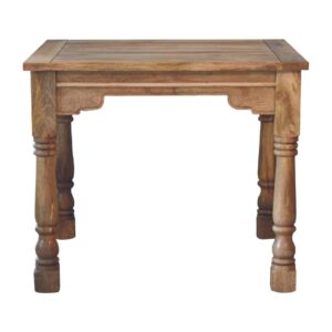 Solid Mango Wood Oak Finished Granary Square Dining Table Seats 2-4 90cm