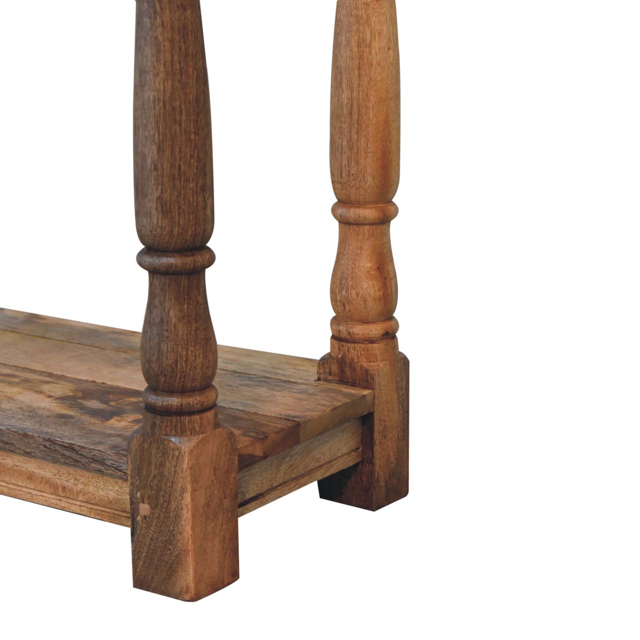 Solid Mango Wood Oak Finished Granary 2 Drawer Console Table - Image 7