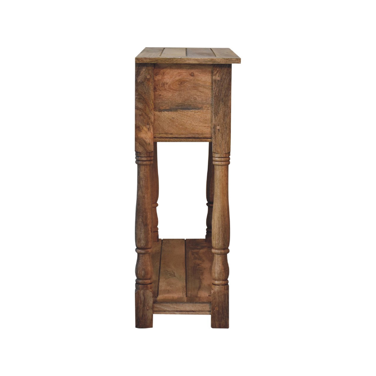 Solid Mango Wood Oak Finished Granary 2 Drawer Console Table - Image 8