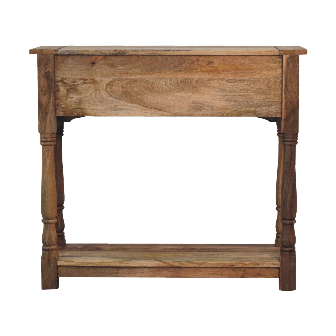 Solid Mango Wood Oak Finished Granary 2 Drawer Console Table - Image 9