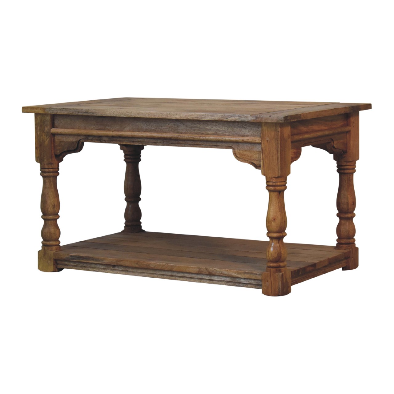 Solid Mango Wood Oak Finished Granary Coffee Table - Image 2