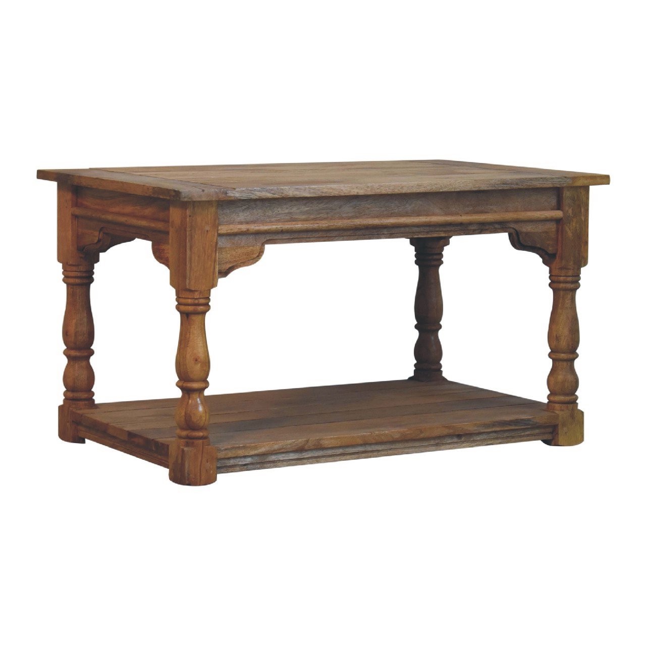 Solid Mango Wood Oak Finished Granary Coffee Table - Image 3