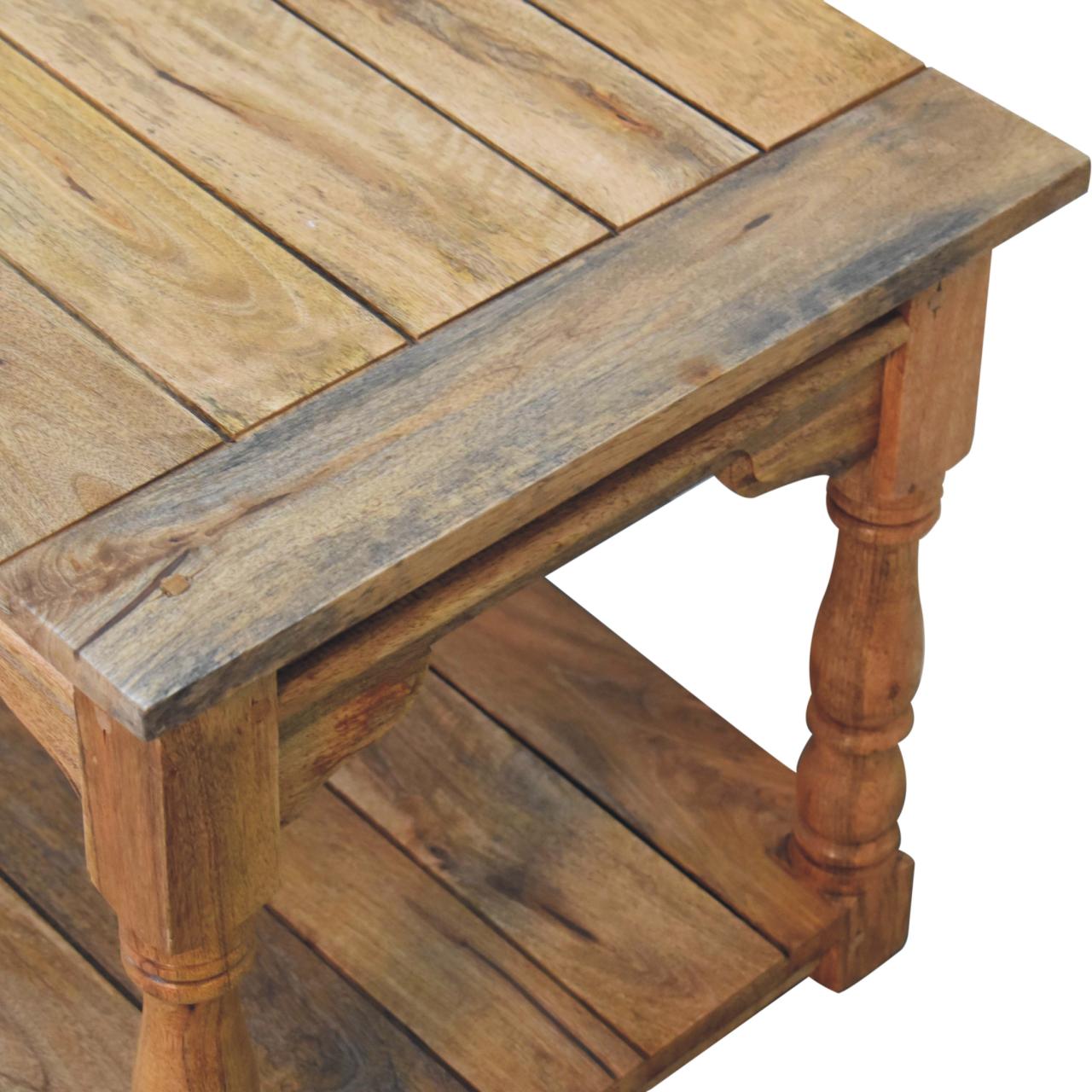 Solid Mango Wood Oak Finished Granary Coffee Table - Image 6
