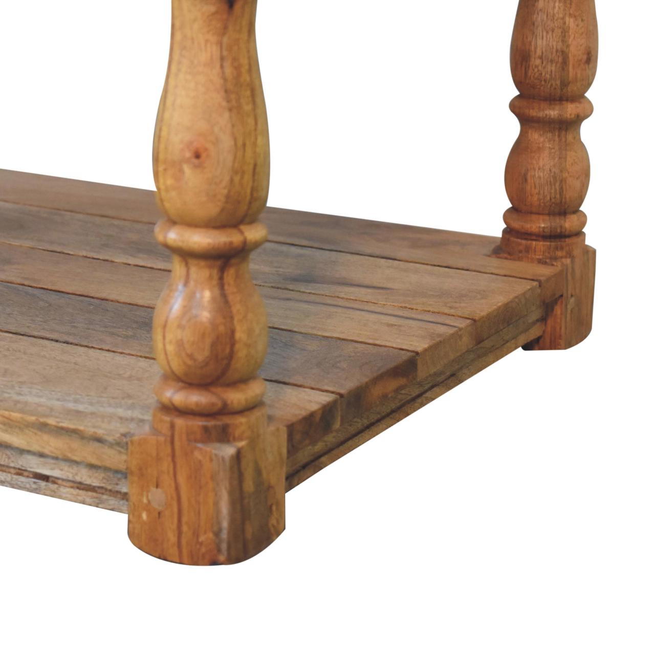 Solid Mango Wood Oak Finished Granary Coffee Table - Image 8