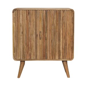 Solid Mango Wood Oak Finished 2 Door T-bar Ridged Cabinet